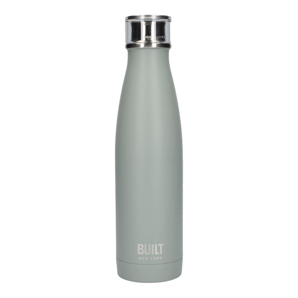 Built Perfect Seal Insulated Water Bottle/Thermal Flask with Leakproof Cap, Stainless Steel, Storm Grey, 480 ml