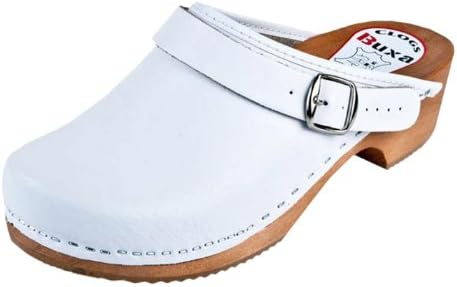 Men's / Women's Unisex Natural Leather / Wooden Clogs with Buckle / Back Strap