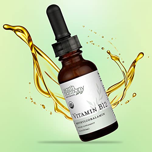 Organic Vegan Vitamin B12 Sublingual Liquid Supplement 2000mcg Methylcobalamin Drops for