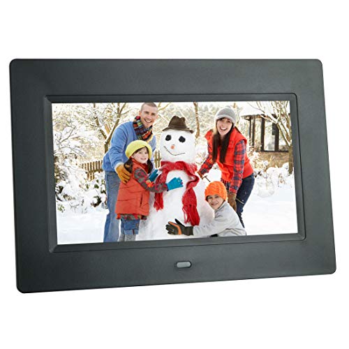 Digital Picture Frame 7 Inch Electronic Photo Frame & 1024 x 600 High Resolution IPS Widescreen Display – Calendar/Clock Function, MP3/ Photo/Video Player with Remote Control
