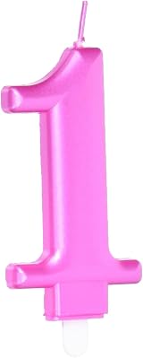 Unique Dazzling Metallic Pink Number 1 Birthday Candle 1 Pc view 4