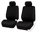 FH Group Front Set Cloth Car Seat Covers for Low Back Car Seats with Removable Headrest, Universal Fit, Airbag Compatible, Car Seat Cover for SUV, Sedan, Van, Black