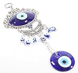 Turkish Blue Evil Eye Large Oval Eye with Flowers Amulet Wall Hanging Protection Home Decor Blessing Gift US Seller (GP9631)