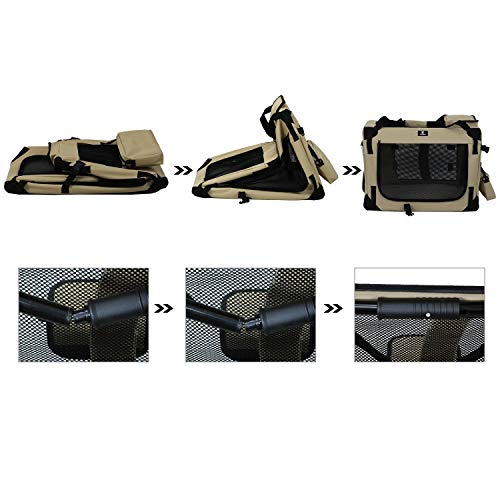 XZONE PET 3Door Folding Soft Dog Crate, Indoor & Outdoor Pet Home