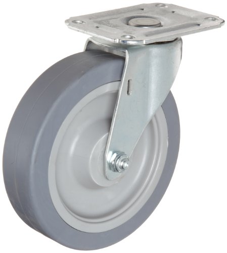 E.R. Wagner Plate Caster, Swivel, TPR Rubber on Polyolefin Wheel, Delrin Bearing, 280 lbs Capacity, 5" Wheel Dia, 1-1/4" Wheel Width, 5-5/8" Mount Height, 3-3/4" Plate Length, 2-3/4" Plate Width at Amazon