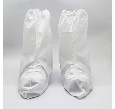 white disposable shoe covers