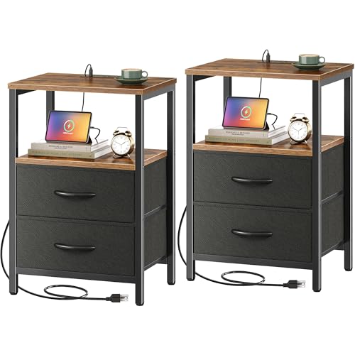 Huuger Nightstands End Tables Charging Station