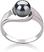 PearlsOnly Clare Black 6.0-6.5mm AAA Freshwater Silver with Rhodium Plated Cultured Pearl Ring Ring-Size-8