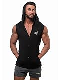 Jed North Men's Bodybuilding Fitted Sleeveless Tapered Zip Hoodie
