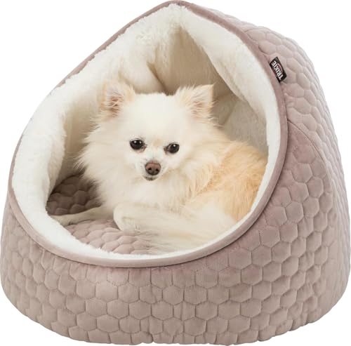 TRIXIE Caverne Livia - Velours et peluche - Coussin réversible - Remplissage mousse' - Fond antidérapant - ø 45 x 33 cm - vieux rose/blanc - 36353