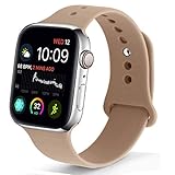 NUKELOLO Sport Band Compatible with Apple Watch 42MM 44MM,Soft Silicone Replacement Strap Compatible for Apple Watch Series 4/3/2/1 [S/M Size in Walnut Color]