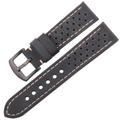 XLCZMYL Watch Strap Bracelet Women Men Breathable Strap 4 Colors 20mm 22mm 24mm Leather Strap with Steel Pin Buckle Leather