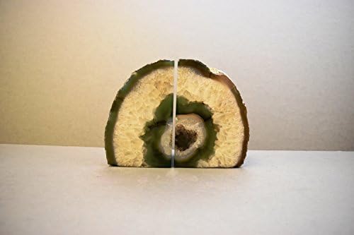 Royale Minerals Agate Geode Bookends Medium Bookends for Shelves, Non-Skid Bookend, Book Stopper for Books/Movies/Cds/Video Games, Book Shelf Holder Home Decorative (Medium, Green)