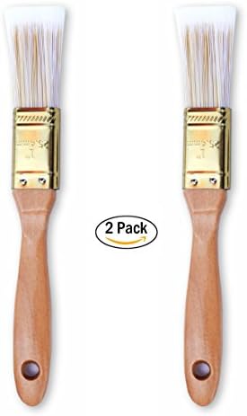 The Shop 1220 Deluxe 1 inch paint brush-Set of 2 painting brushes for acrylic, chalk and oil paints- great for wall, furniture and canvas, can be use by artist and painters, Tip is flat and fine.