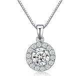 UMODE Jewelry 0.75 Ct Round Clear Cubic Zirconia CZ Halo Pendant Necklace 18