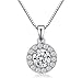 UMODE Jewelry 0.75 Ct Round Clear Cubic Zirconia CZ Halo Pendant Necklace 18