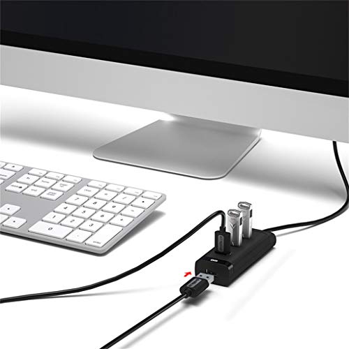 Aobiny Slim Size Design USB2.0 SuperSpeed 4-Port 5Gbps Hub with ON/Off Switch (BlackB)