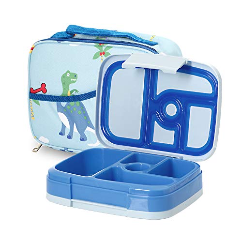 Buy Kids Bento Lunch Box Set in Blue w/Dinosaur Design Lunch Bag, 5