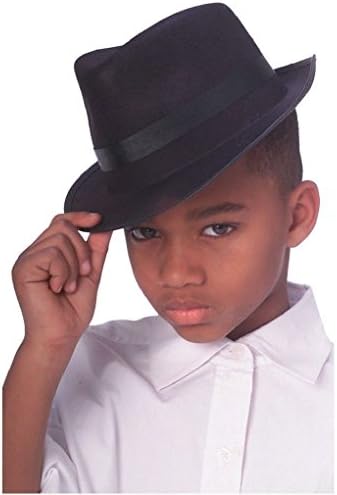 Ponce Child Size Black Fedora Fabric DELUXE QUALITY Costume Hat Cap Gangster Kids Boys