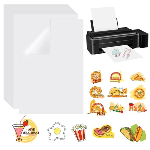 30 Sheets A4 Waterproof White Vinyl Sticker Paper for Ink and Laser Printers, 297 x 210 mm