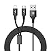 Lightning USB Cable, Hizek 2 in 1 3.3ft Dual Connector Multiple Universal Charging Cable Fast Charging Braided Data Cable for iPhone 7 / 7 Plus / 6S / 6S Plus ,Samsung S5 S6,etc(Black)