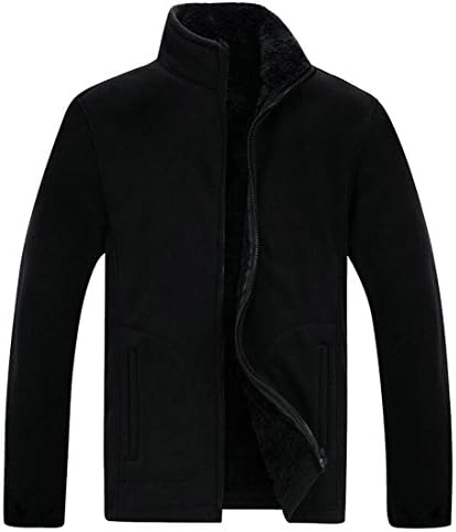 Hokny TD Mens Casual Slim Zip Up Polar Fleece Lightweight Jacket Coat Black XXXL