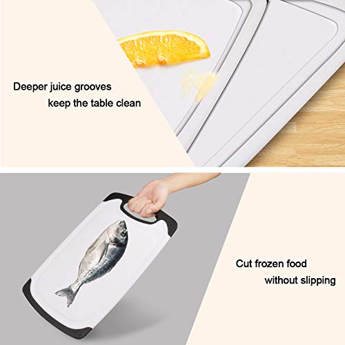 Aritan Thicken Plastic Cutting Board for Kitchen(3-Piece), Juice Grooves, Easy-Grip Handles Dishwasher Safe, Set of Three, Black