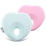 E-A Baby Pillow Preventing Flat Head Syndrome, Head Shaping for Infant, Peacefuly Sleep for Newborn, Cute Breathable and Soft Cover , Blue or Pink