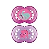 MAM Pacifiers, Baby Pacifier 6+ Months, Best Pacifier for Breastfed Babies, 'Crystal' Design Collection, Girl, 2-Count