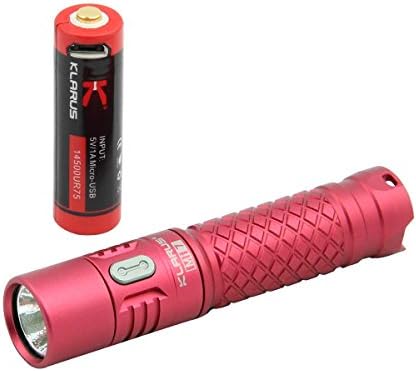 BUNDLE: Klarus Mi7 EDC 700-Lumen Flashlight with Extra Battery and Charger, Includes 1 x AA and 1 x 14500 - Red