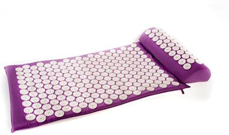 Acupuncture Mat and Pillow Set-Relieve Your Stress, Back, Neck, and Sciatic Pain(99% Cotton Fabric, Plastic Spikes and Foam core) Purple