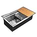 33-Inch Undermount Kitchen Sink Deluxe Stainless Steel Single Bowl Kitchen Sink with Built-In Drain