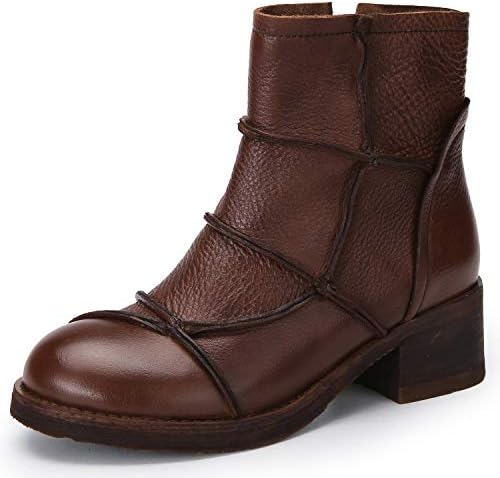 Shoe house European and American Style Casual Ankle Boots Retro Personality Stitching Low Heel Boots Neutral Leather Women's Boots
