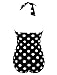 1950s Retro Black Vintage One Piece Monokini White Polka Swimsuits Swimwear 5XL(US16)