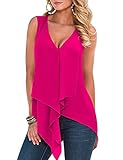 Flora Florida Womens Tanktop Deep V Chiffon Irregular Casual Flowy Tunic Tops