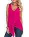 Flora Florida Womens Tanktop Deep V Chiffon Irregular Casual Flowy Tunic Tops