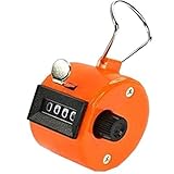 LORJE Orange Color Handheld Tally Counter 4 Digit Display for Lap/sport/coach/school/event
