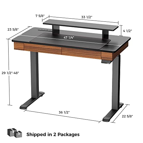 EUREKA ERGONOMIC Electric Standing Desk with Double Drawers, 47 x 24