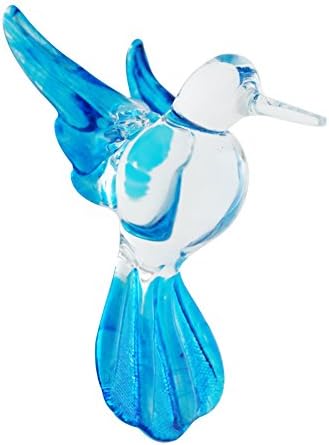 Crystal Castle Glass Hanging Hummingbird Figurine Solid Color Clear Body (Turquoise)