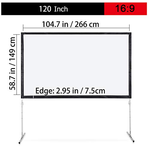 PVC Projector Screen with Stand, WASJOYE 120 inch 169 HD 4K Outdoor