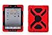 Pepkoo Ipad 2/3/4 Case Plastic Kid Proof Extreme Duty Dual Protective Back Cover with Kickstand and Sticker for Ipad 4/3/2 - Rainproof Sandproof Dust-Proof Shockproof (Red/Black)