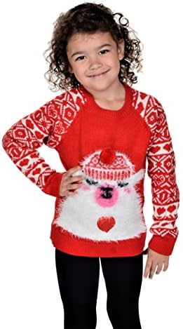 RWB Children 's Big Lama with Pom-Pom Hat Christmas Sweater Red 8 Years 128