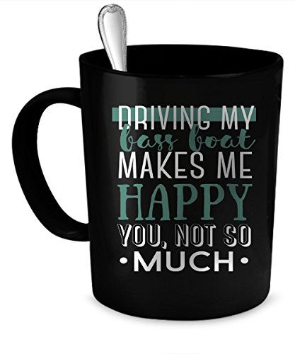 Bass Boat Coffee Mug. Bass Boat gift 11 oz. black
