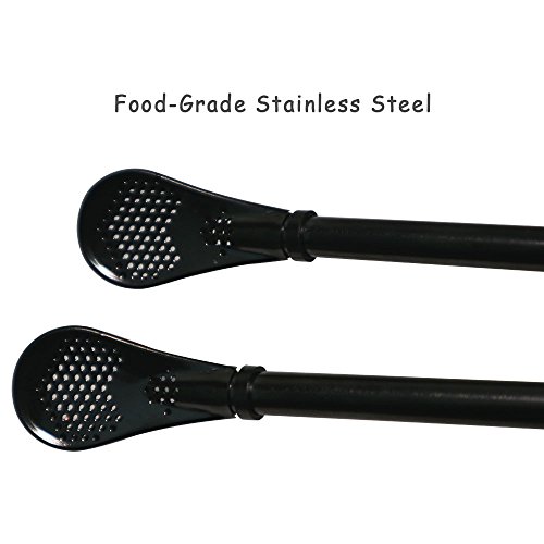 Yerba Mate Bombilla, Tea Bombilla Gourd Drinking Filter Straws Stirrer 304 Food-Grade Stainless Steel Straw with 6.3" Length, 1 PCS (Black)
