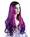 SEIKEA Women Color Wig Long Curly Hair Ombre with Root Girl Cosplay Costume Heat Resistant Synthetic Hairpiece ((#GB2312) Purple)
