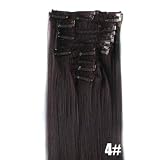 Free 22" 12pcs Full Head Clip in Synthetic Hair Extensions Straight NEW (#4-dark brown/medium dark brown/chocolate brown)