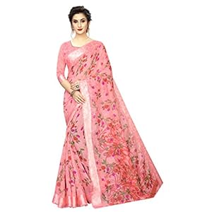 Women Digital Linen Saree with  Blouse Piece