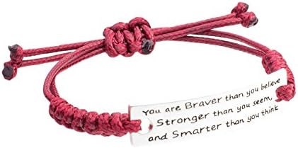 Inspirational Jewelry Bracelet – You are Braver & Stronger Than You Think Quote – Silver Charm Wrap – Engraved Sayings for Inspiration, Motivation for Women, Men, Teens, Girls.