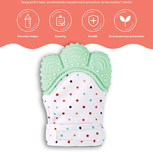 Baby Soothing Teething Mitten, Self-Soothing Pain Relief Mitt Stimulating Teether Toy, Original Silicone Teether Mitten Glove for 0-6 Months Babies, Toddlers, Infants, Boy and Girl(2Pack, Light Green)