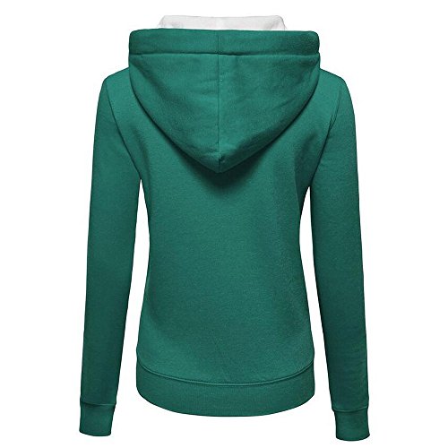 NUWFOR Hoodies Hoody Sweatershirt Hooded Jumper Pullover Womens Long Sleeve Zip Warm Jacket for winter/autumn(Green,M)